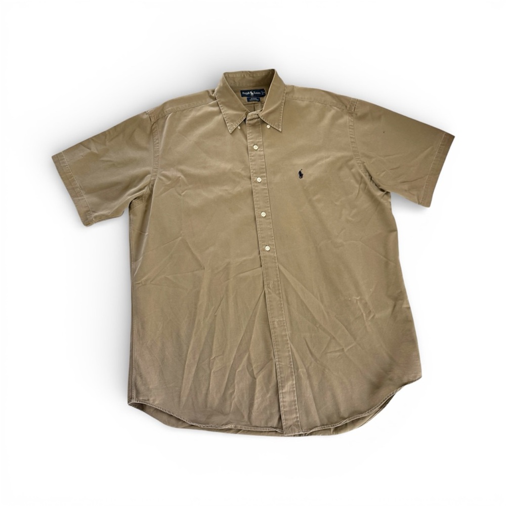 VTG 90s Polo Ralph Lauren Men's Blake Cotton Tan Polo Shirt Size L Pony